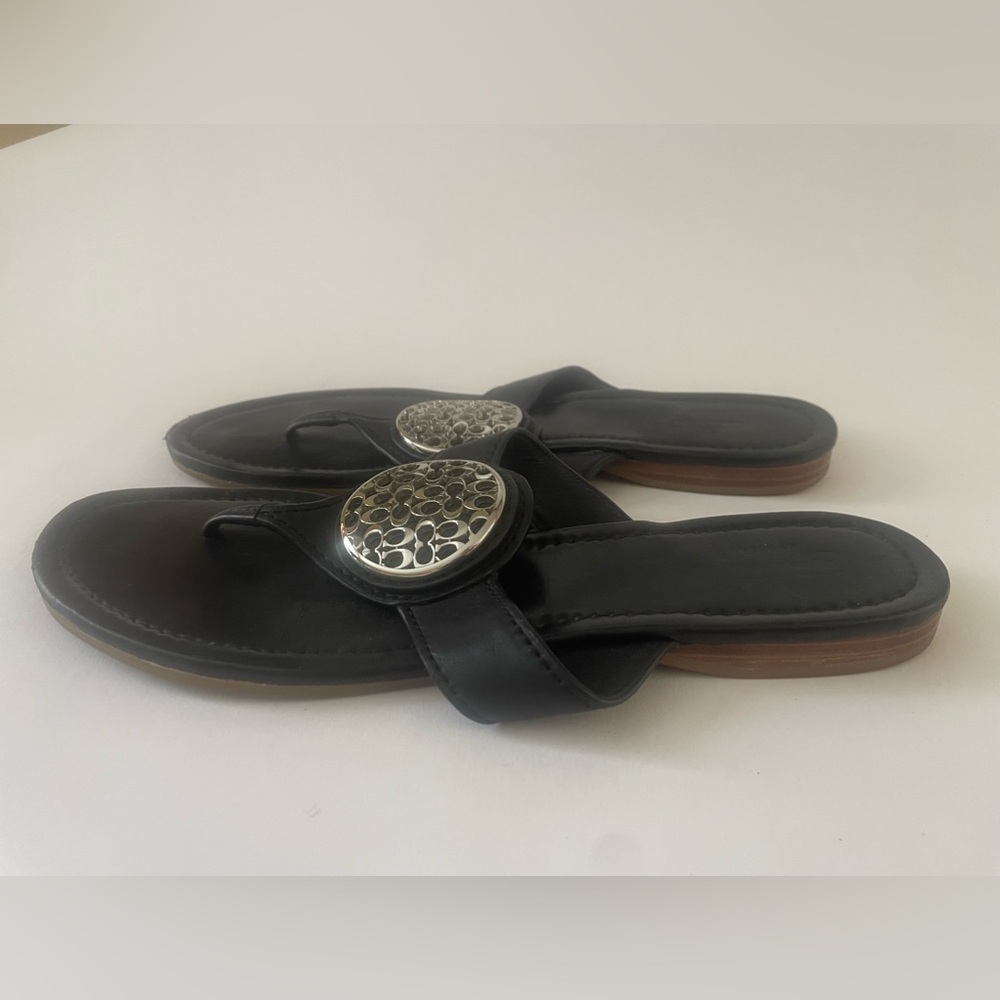 Coach Black Sandals with Silver Accents - Picture 7 of 8